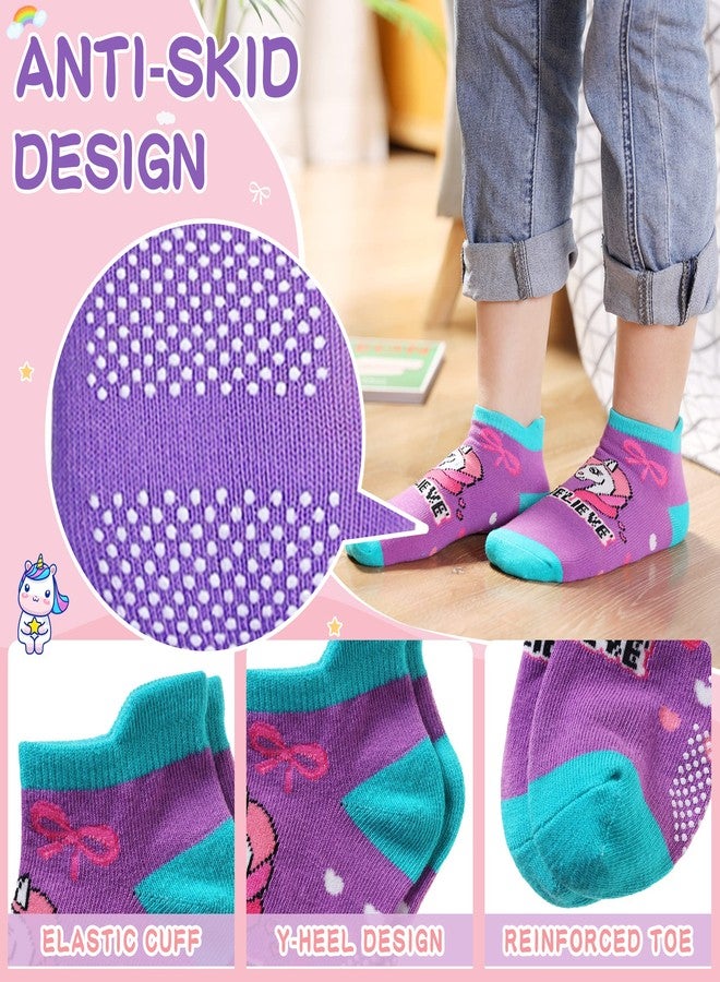 Eyean Kids Ankle Cotton Socks Cute Animal Pattern Soft Non Slip Boys Girls No Show Socks 6 Pairs (Non Slip-Unicorn, 6-8 Years) - Image 4